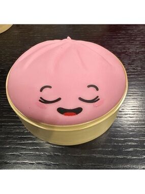 Pink Smiling Dumpling Squishy Toy